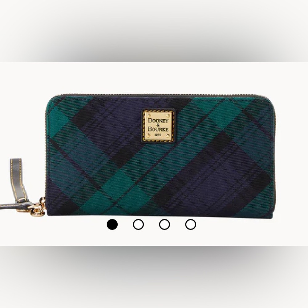 Dooney Bourke 🆕Tartan Large Zip Around  Crossbody navy plaid NEW unused